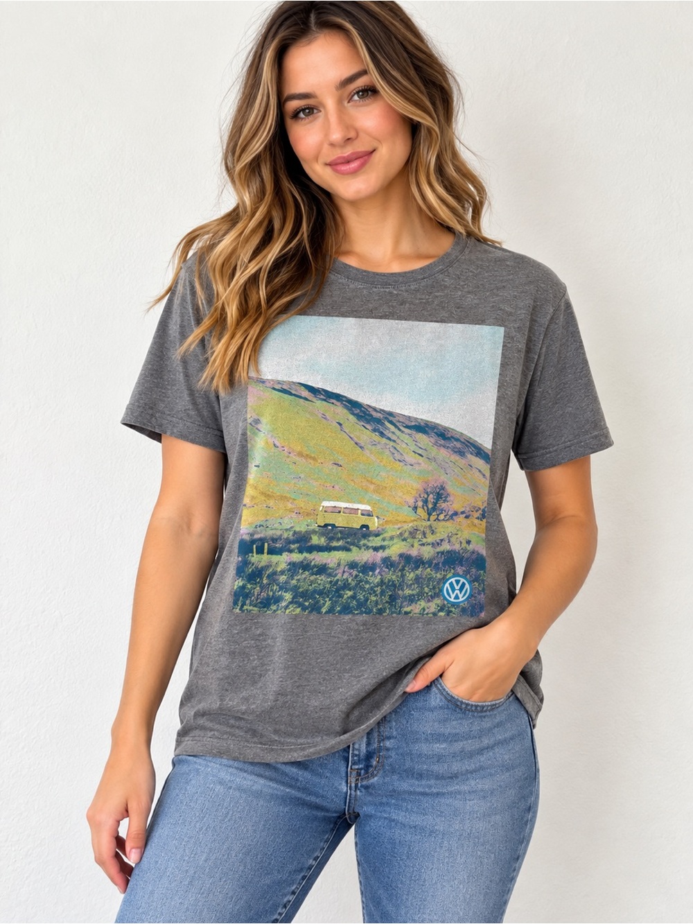 Goodfellow & Co. Volkswagen Graphic T-Shirt Tee Gray & Blue Size Medium